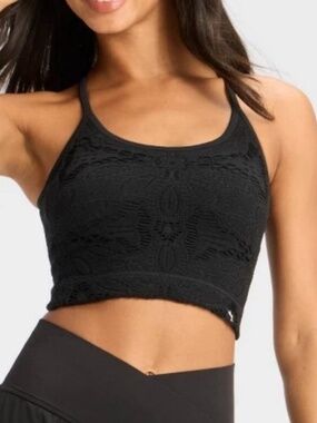 NWT~ Joylab sz S Black Lace Crochet Support Tank Top Crop Racerback